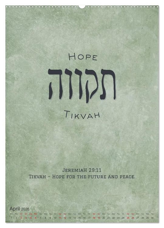 Produktbild: The Radiant Path Hebrew Letters Inspiring the Soul (High Quality Premium Wall Calendar 2026 DIN A2 portrait),CALVENDO 12 Month Wall Calendar