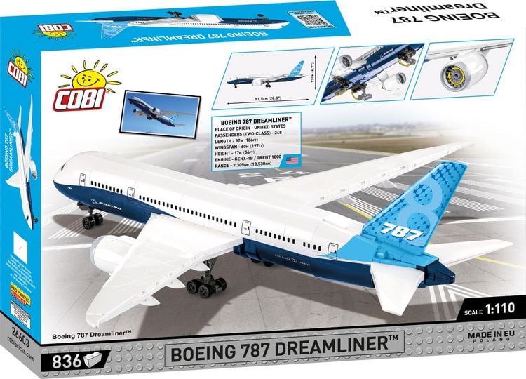Produktbild: COBI 26603 - Boeing 787 Dreamliner, Passagierflugzeug, 836 Teile, Bausatz