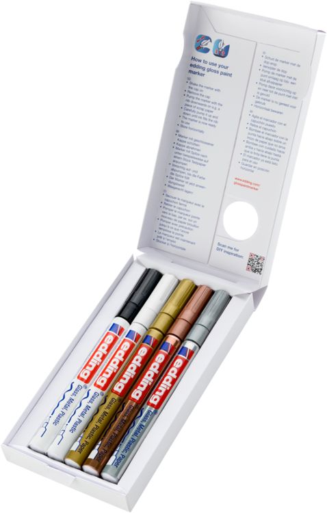 Produktbild: Edding Glanzlackmarker 751 Creative Metallic 1-2mm 5er Set
