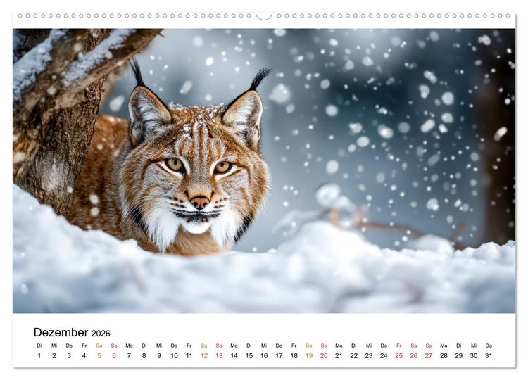 Produktbild: Luchse - die Stimme der Wildnis (hochwertiger Premium Wandkalender 2026 DIN A2 quer), Kunstdruck in Hochglanz