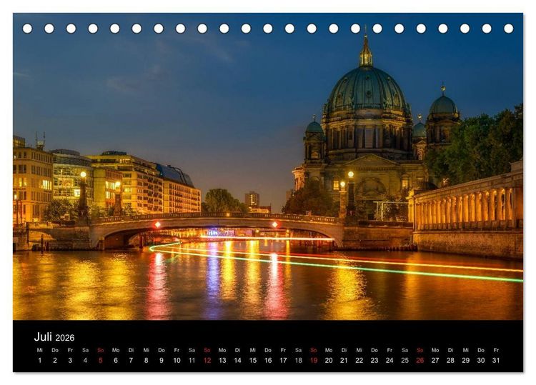 Produktbild: Berlin City bei Nacht (Tischkalender 2026 DIN A5 quer), CALVENDO Monatskalender