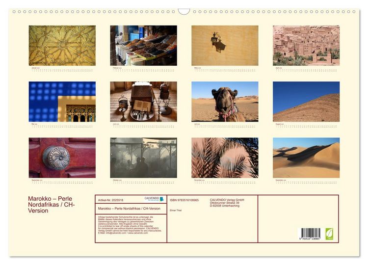 Produktbild: Marokko &ndash; Perle Nordafrikas / CH-Version (Wandkalender 2026 DIN A2 quer), CALVENDO Monatskalender
