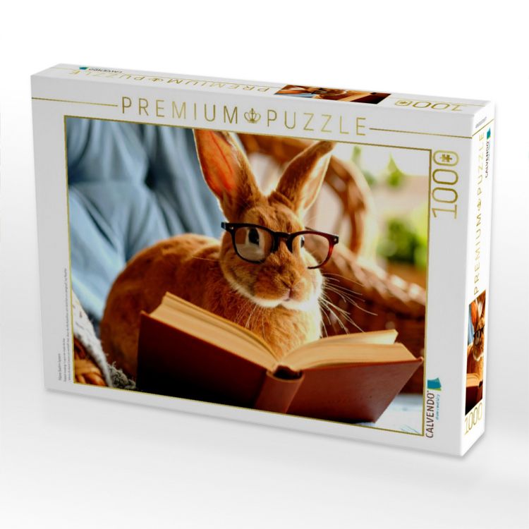 Produktbild: CALVENDO Puzzle Hase beim lesen | 1000 Teile Lege-Gr&ouml;&szlig;e 64x48cm Foto-Puzzle f&uuml;r gl&uuml;ckliche Stunden