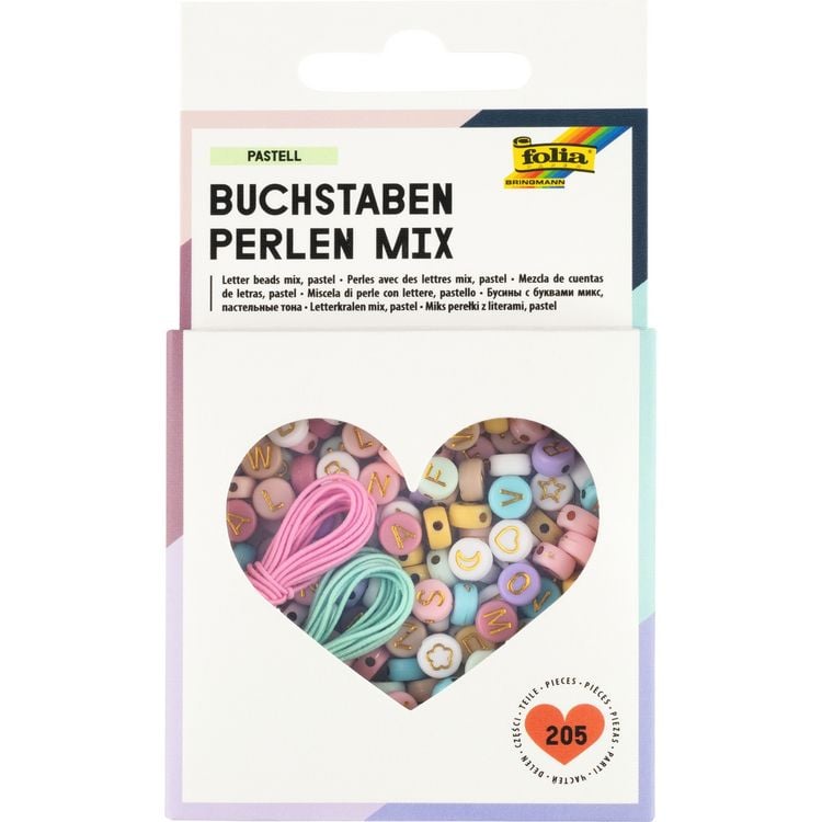 Produktbild: FOLIA&reg; Buchstaben-Perlenset Mix, Pastell