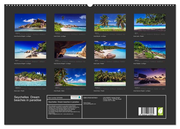 Produktbild: Seychelles Dream beaches in paradise (High Quality Premium Wall Calendar 2026 DIN A2 landscape),CALVENDO 12 Month Wall Calendar