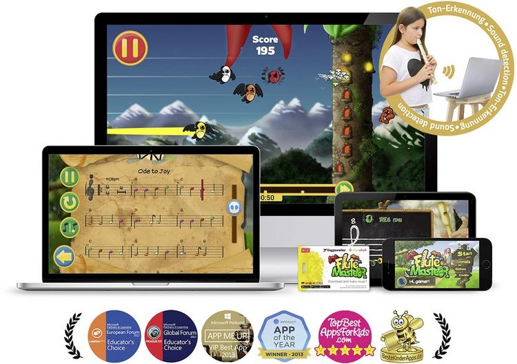 Produktbild: Flute Master (App) mit Blockfl&ouml;te aus Holz-Kunststoff (deutsche Griffweise)