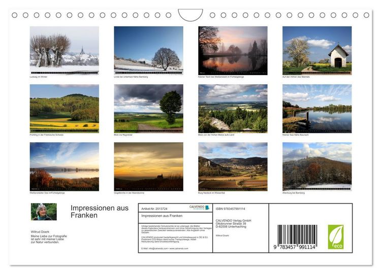 Produktbild: Impressionen aus Franken (Wandkalender 2026 DIN A4 quer), CALVENDO Monatskalender