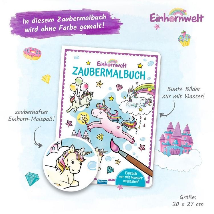 Produktbild: Tr&ouml;tsch Zaubermalbuch Einhornwelt