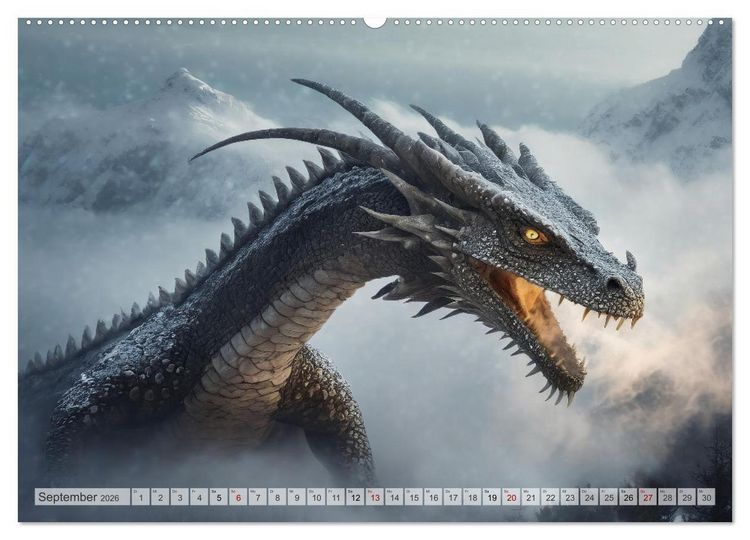 Produktbild: Drachen - Herrscher der Welt (hochwertiger Premium Wandkalender 2026 DIN A2 quer), Kunstdruck in Hochglanz