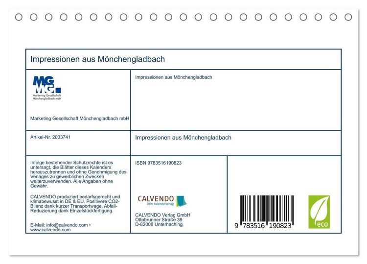 Produktbild: Impressionen aus M&ouml;nchengladbach (Tischkalender 2026 DIN A5 quer), CALVENDO Monatskalender