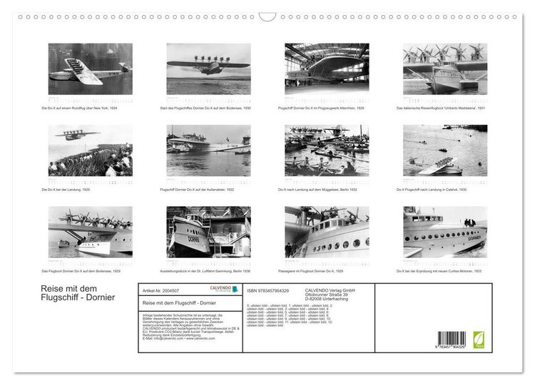 Produktbild: Reise mit dem Flugschiff - Dornier (Wandkalender 2026 DIN A2 quer), CALVENDO Monatskalender