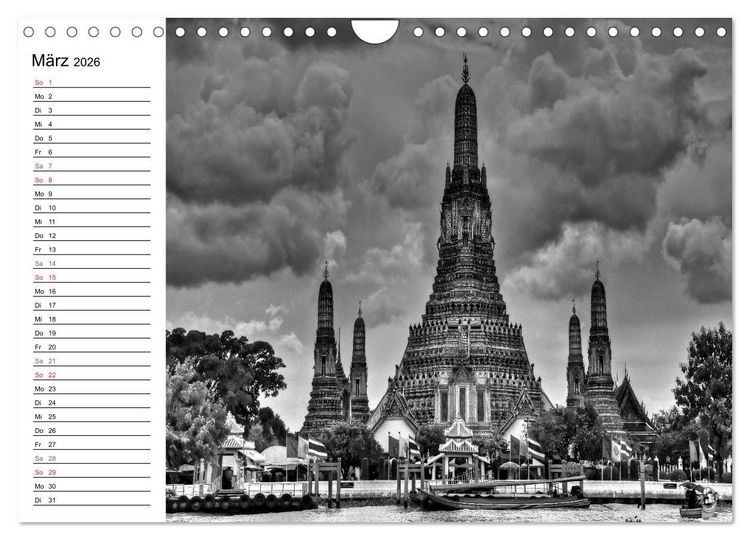 Produktbild: Bangkok Impressionen in Schwarz Wei&szlig; (Wandkalender 2026 DIN A4 quer), CALVENDO Monatskalender