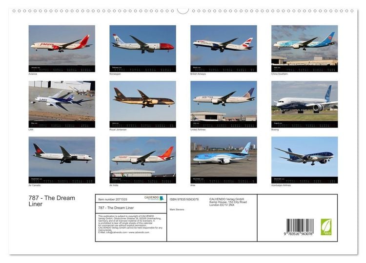 Produktbild: 787 - The Dream Liner (High Quality Premium Wall Calendar 2026 DIN A2 landscape),CALVENDO 12 Month Wall Calendar