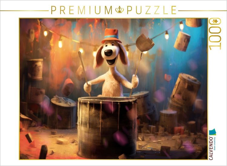 Produktbild: CALVENDO Puzzle Hund Balou schl&auml;gt die Pauke | 1000 Teile Lege-Gr&ouml;&szlig;e 64x48cm Foto-Puzzle f&uuml;r gl&uuml;ckliche Stunden