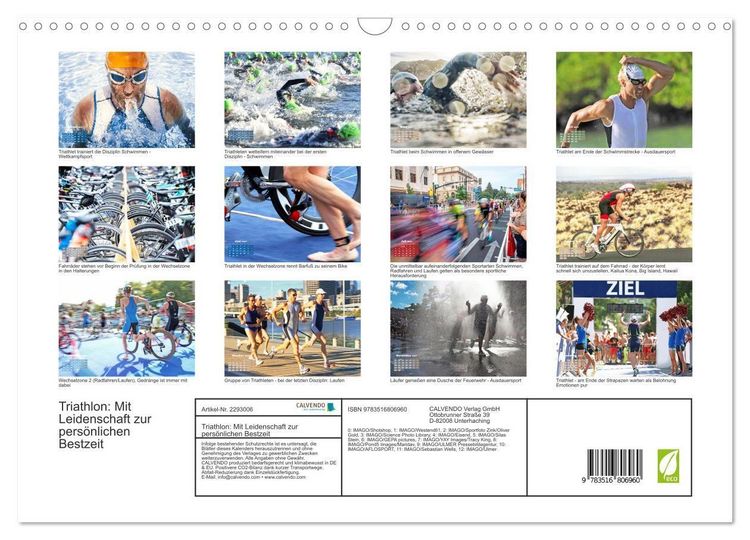 Produktbild: Triathlon: Mit Leidenschaft zur pers&ouml;nlichen Bestzeit (Wandkalender 2027 DIN A3 quer), CALVENDO Monatskalender