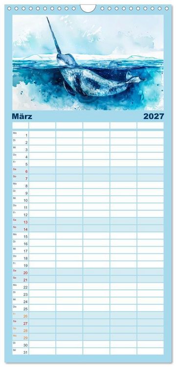 Produktbild: Familienplaner 2027 - Eisige Polarkreise - Faszination der polaren Tierwelt mit 5 Spalten (Wandkalender, 21 x 45 cm) CALVENDO