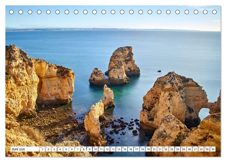 Produktbild: Algarve - Die sch&ouml;nste K&uuml;ste Europas (Tischkalender 2026 DIN A5 quer), CALVENDO Monatskalender
