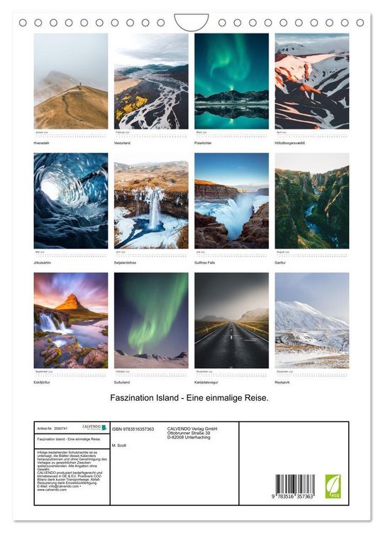 Produktbild: Faszination Island - Eine einmalige Reise. (Wandkalender 2026 DIN A4 hoch), CALVENDO Monatskalender