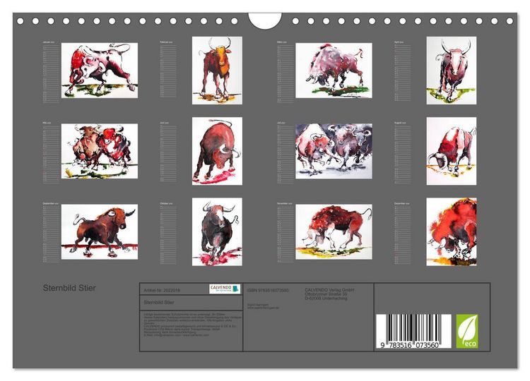 Produktbild: Sternbild Stier (Wandkalender 2026 DIN A4 quer), CALVENDO Monatskalender