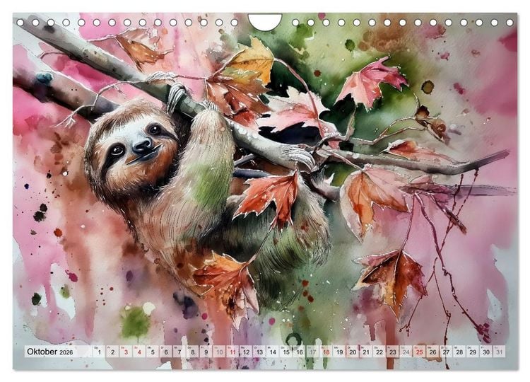 Produktbild: Faultiere, ein Leben in Zeitlupe (Wandkalender 2026 DIN A4 quer), CALVENDO Monatskalender