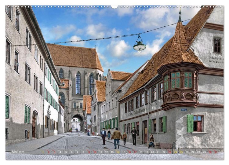 Produktbild: Rothenburg ob der Tauber um das Jahr 1900 &ndash; Fotos neu koloriert (hochwertiger Premium Wandkalender 2026 DIN A2 quer), Kunstdruck in Hochglanz