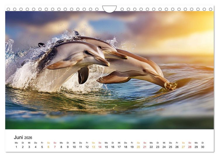 Produktbild: Delfine - Wellen K&uuml;nstler (Wandkalender 2026 DIN A4 quer), CALVENDO Monatskalender