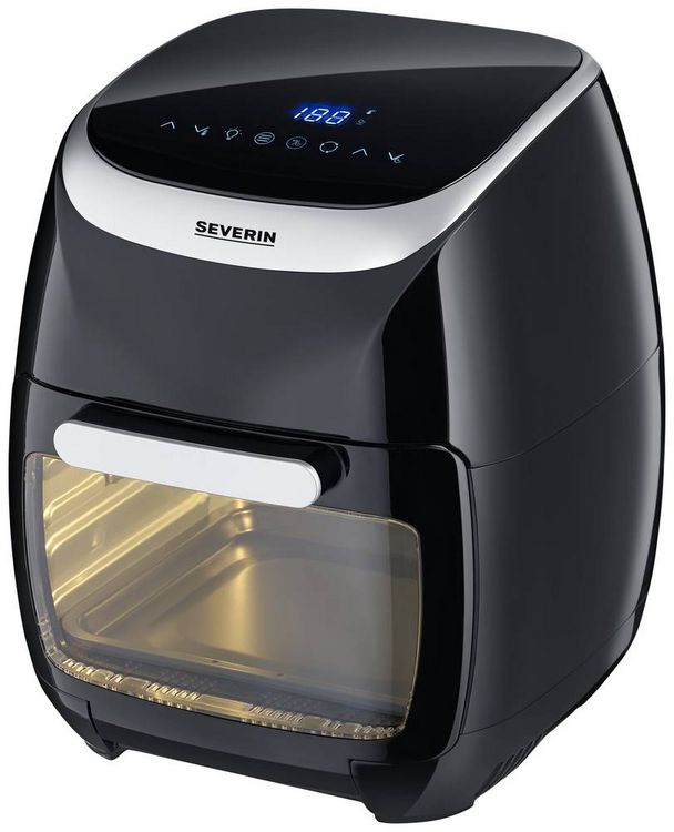 Produktbild: Severin FR 2446 Fritteuse 11l 2000W Hei&szlig;luft-Funktion, &Uuml;berhitzungsschutz Schwarz/Silber