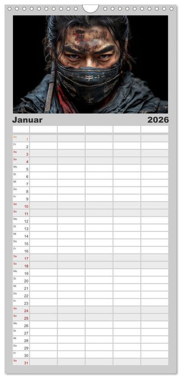Produktbild: Familienplaner 2026 - Mein Samurai mit 5 Spalten (Wandkalender, 21 x 45 cm) CALVENDO