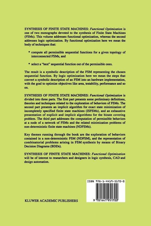 Produktbild: Synthesis of Finite State Machines
