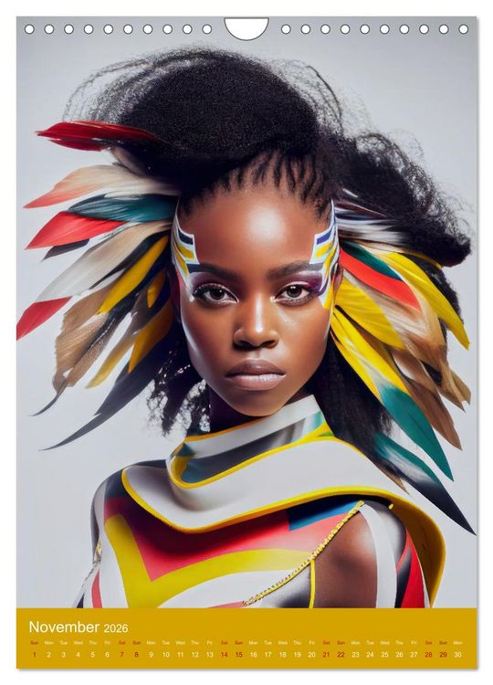 Produktbild: African beauties in a feather style (Wall Calendar 2026 DIN A4 portrait), CALVENDO 12 Month Wall Calendar