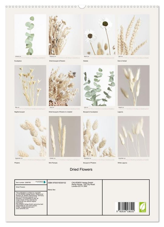 Produktbild: Dried Flowers (High Quality Premium Wall Calendar 2026 DIN A2 portrait),CALVENDO 12 Month Wall Calendar