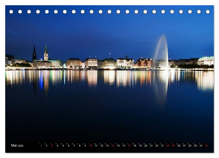 Produktbild: Mein Hamburg - Am sch&ouml;nsten bei Nacht (Tischkalender 2026 DIN A5 quer), CALVENDO Monatskalender