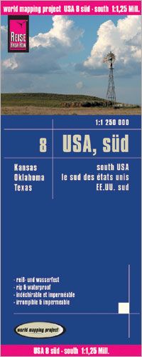 Produktbild: Reise Know-How Landkarte USA 08, S&uuml;d (1:1.250.000) : Kansas, Oklahoma, Texas
