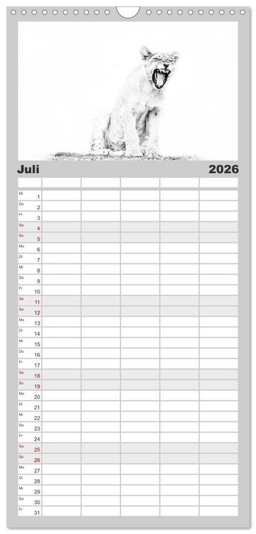 Produktbild: Familienplaner 2026 - AFRIKA - Schwarz-weiss Fotografien im modernen "High Key" Look mit 5 Spalten (Wandkalender, 21 x 45 cm) CALVENDO