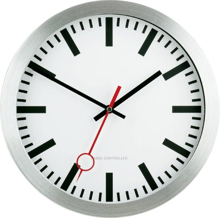Produktbild: EUROTIME 59002-07 Funk Wanduhr 30cm Silber