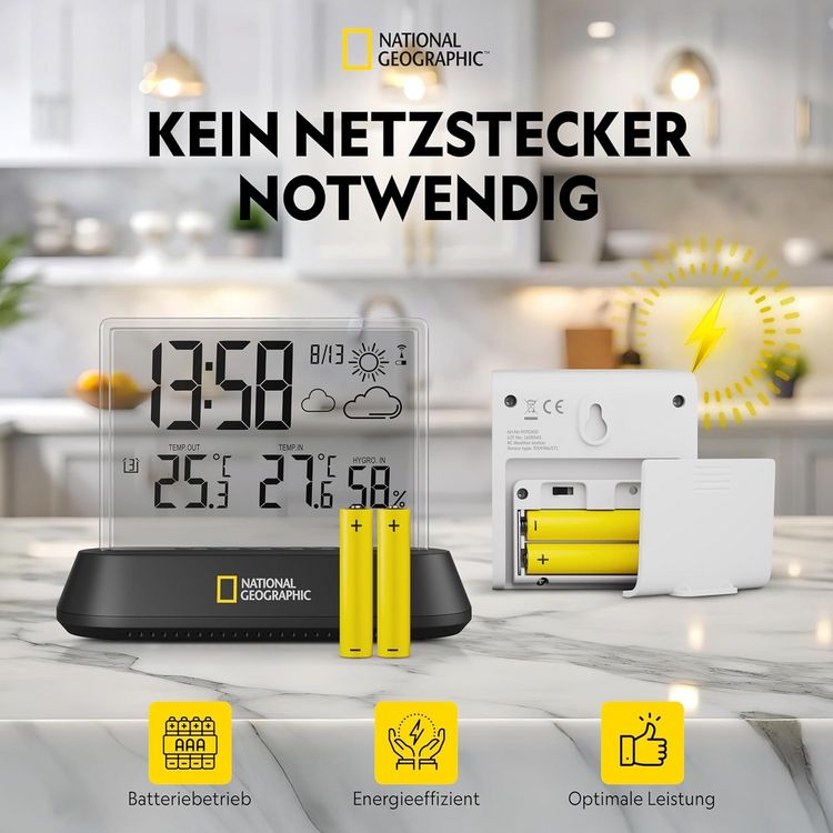 Produktbild: Bresser 13872 - NATIONAL GEOGRAPHIC Funkwetterstation Transparent, drahtlos