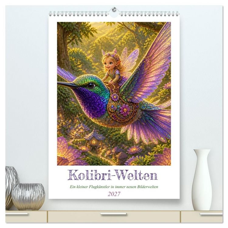 Produktbild: Kolibri-Welten (hochwertiger Premium Wandkalender 2027 DIN A2 hoch), Kunstdruck in Hochglanz