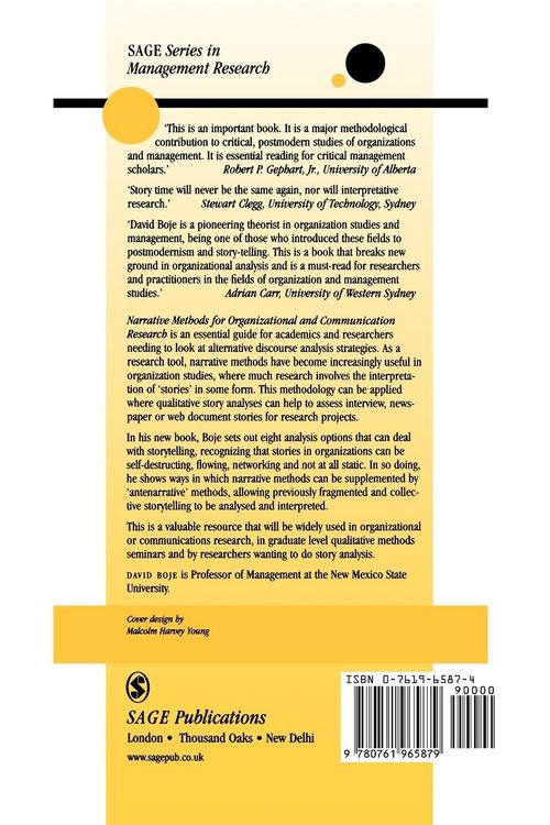 Produktbild: Narrative Methods for Organizational & Communication Research