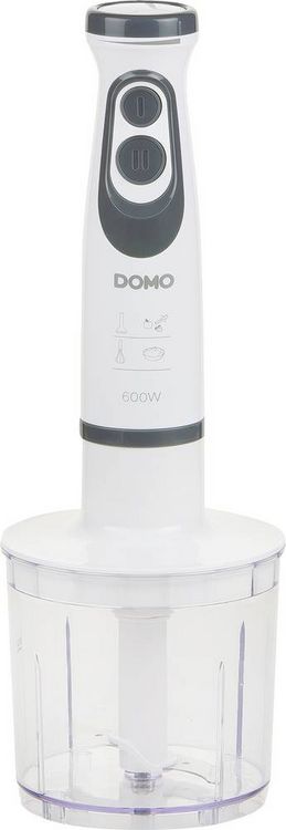 Produktbild: DOMO DO1089M Stabmixer 600 W mit Messbecher, Mixstab f&uuml;r Suppen, Schneebesenaufsatz, mit Zerkleinereraufsatz Wei&szlig;