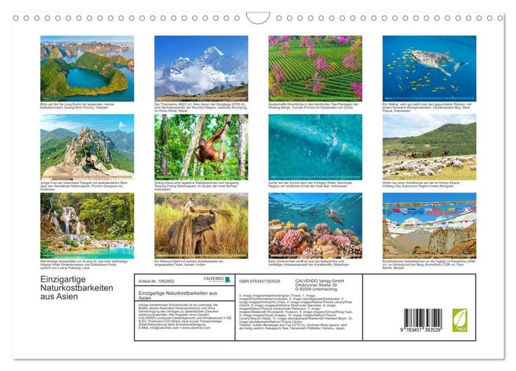 Produktbild: Einzigartige Naturkostbarkeiten aus Asien (Wandkalender 2026 DIN A3 quer), CALVENDO Monatskalender
