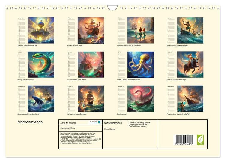 Produktbild: Meeresmythen (Wandkalender 2026 DIN A3 quer), CALVENDO Monatskalender