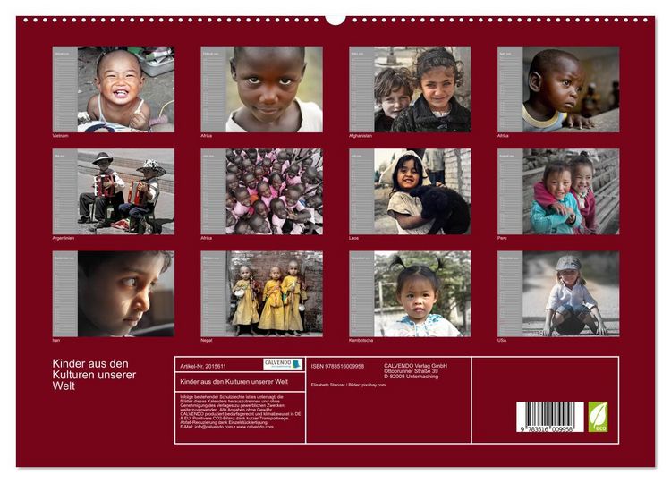 Produktbild: Kinder aus den Kulturen unserer Welt (hochwertiger Premium Wandkalender 2026 DIN A2 quer), Kunstdruck in Hochglanz