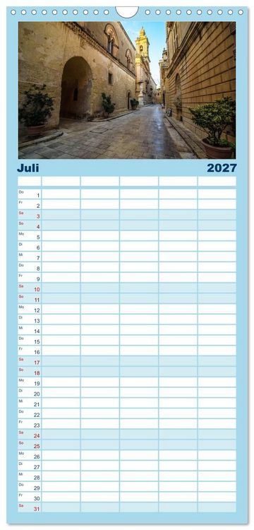 Produktbild: Familienplaner 2027 - Wundervolles Malta mit 5 Spalten (Wandkalender, 21 x 45 cm) CALVENDO