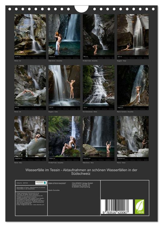 Produktbild: Wasserf&auml;lle im Tessin - Aktaufnahmen an sch&ouml;nen Wasserf&auml;llen in der S&uuml;dschweiz (Wandkalender 2026 DIN A4 hoch), CALVENDO Monatskalender