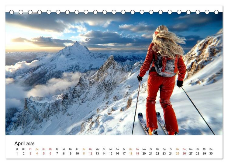 Produktbild: Skifahren - Frauen Power auf der Piste (Tischkalender 2026 DIN A5 quer), CALVENDO Monatskalender