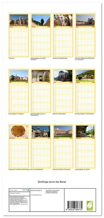 Produktbild: Familienplaner 2026 - Streifz&uuml;ge durch das Banat mit 5 Spalten (Wandkalender, 21 x 45 cm) CALVENDO