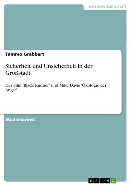 Produktbild: Sicherheit und Unsicherheit in der Gro&szlig;stadt
