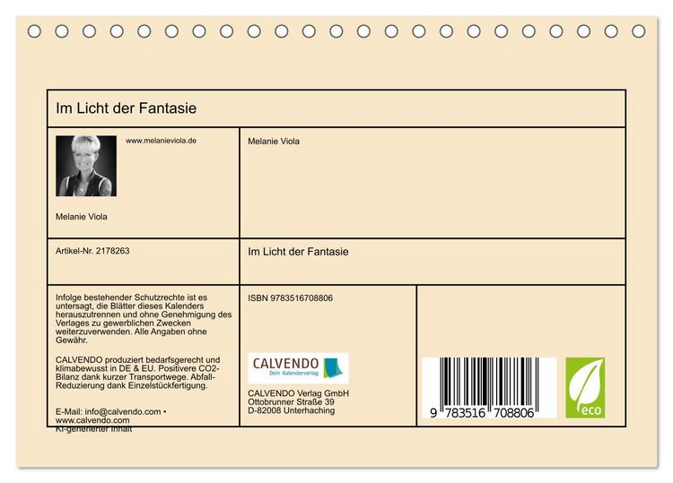 Produktbild: Im Licht der Fantasie (Tischkalender 2026 DIN A5 quer), CALVENDO Monatskalender