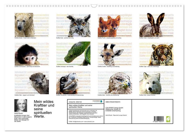 Produktbild: Mein wildes Krafttier und seine spirituellen Werte. (Wandkalender 2026 DIN A2 quer), CALVENDO Monatskalender
