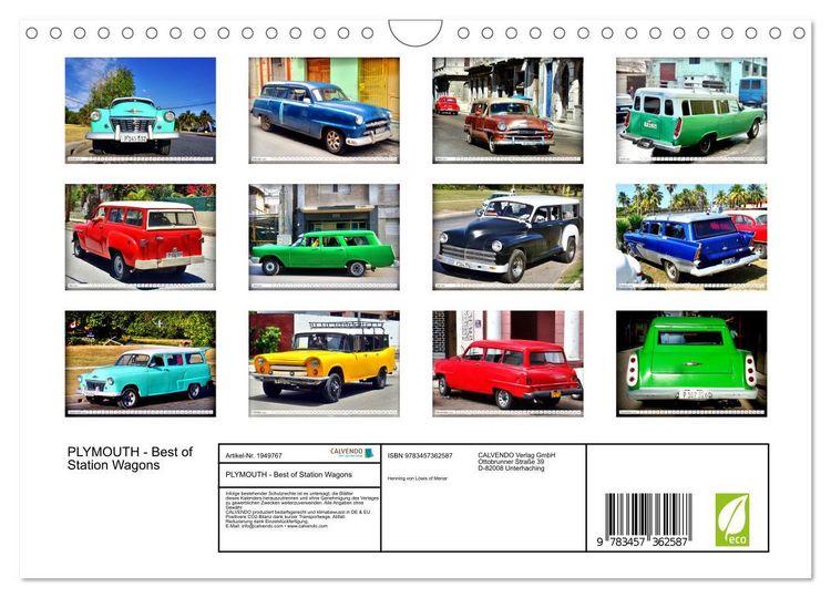 Produktbild: PLYMOUTH - Best of Station Wagons (Wandkalender 2026 DIN A4 quer), CALVENDO Monatskalender